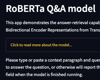 RoBERTa Q&A model